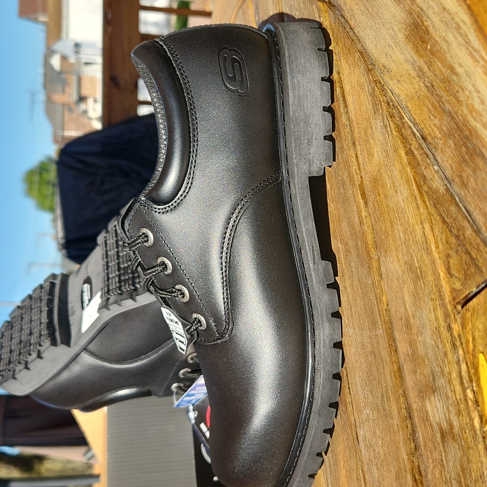 Skechers CottonwoodElks Slip Resistant Work Shoes, Black, Mens 9 Wide Width - Picture 8 of 11
